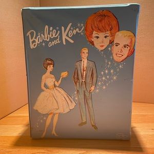 Vintage 1963 Barbie and Ken Doll Light Blue Vinyl Double Carrying Case
